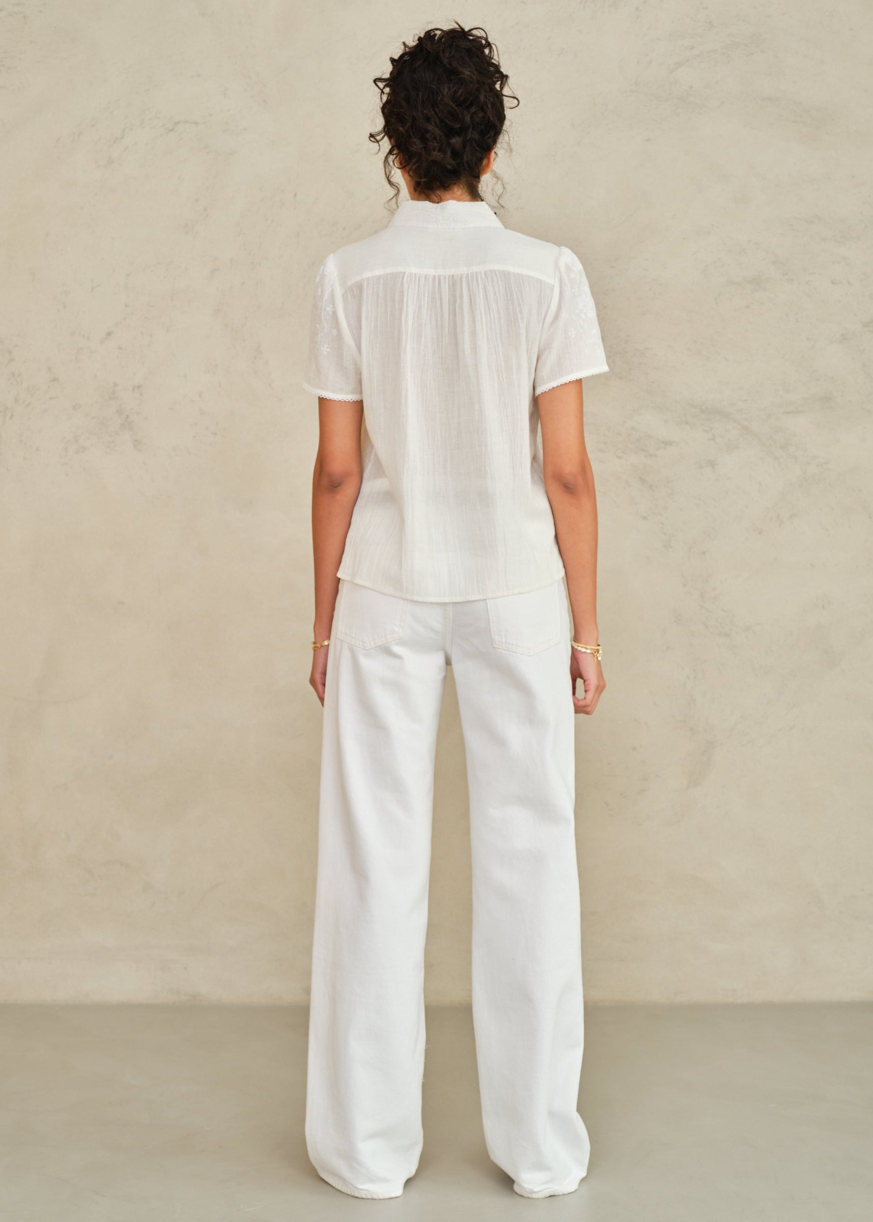 Ruby Short Sleeve Top - Ecru/White