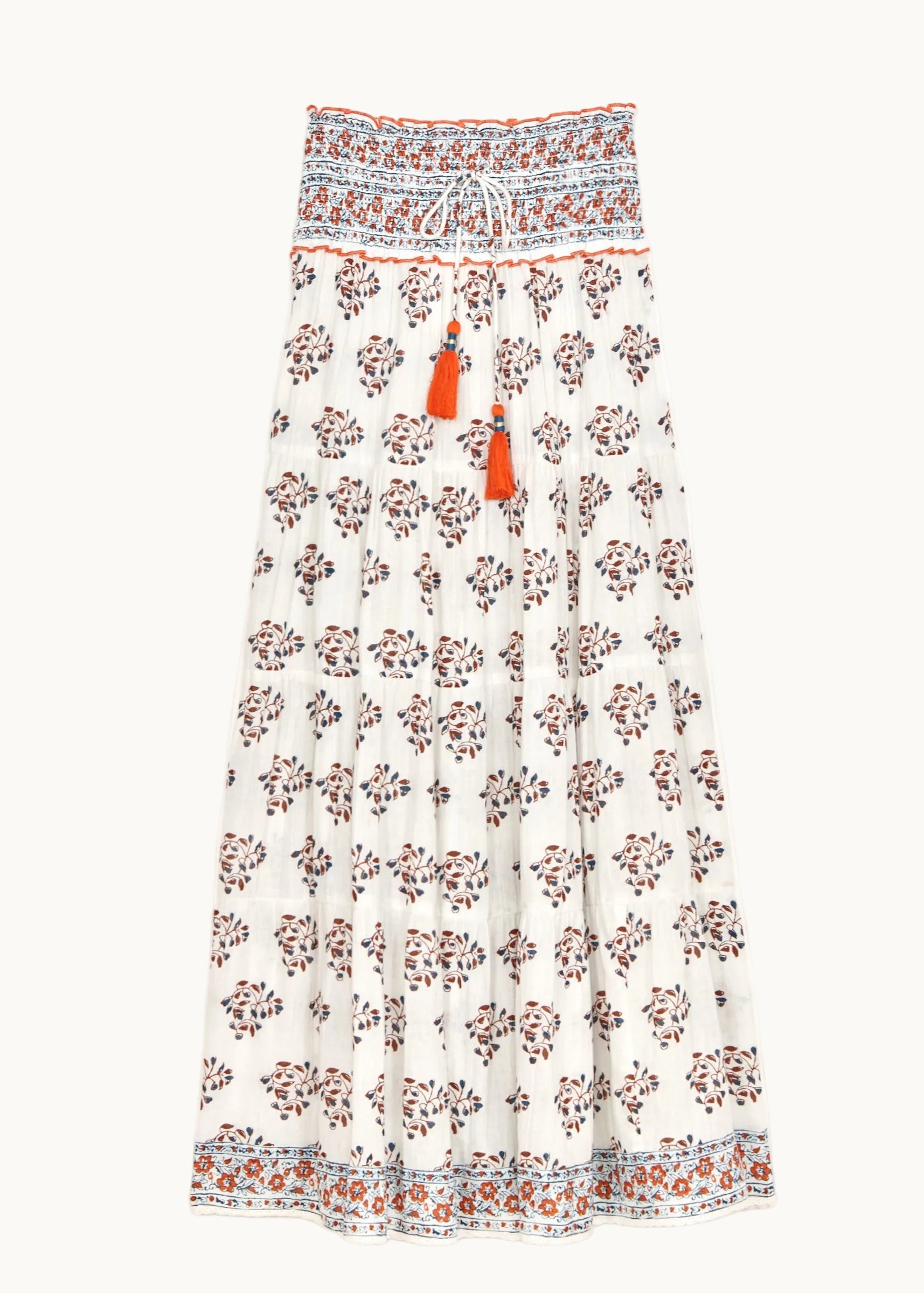 Stella Maxi Skirt - Ecru/Rust