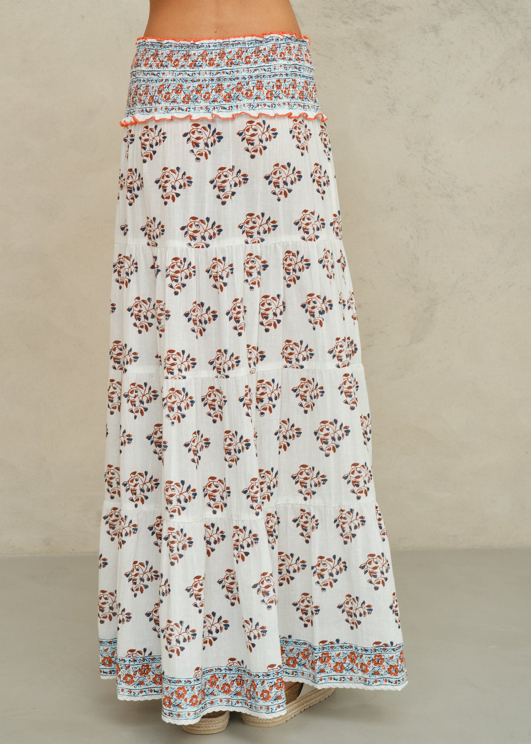 Stella Maxi Skirt - Ecru/Rust