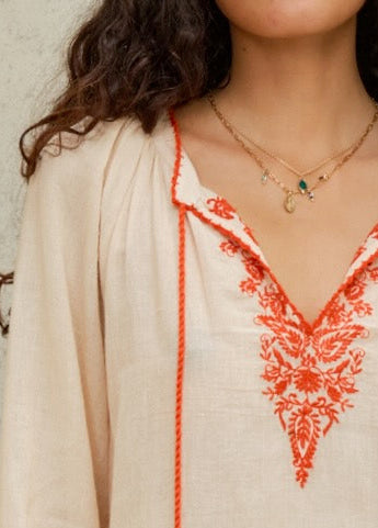 Talia Kaftan - Beige/Orange
