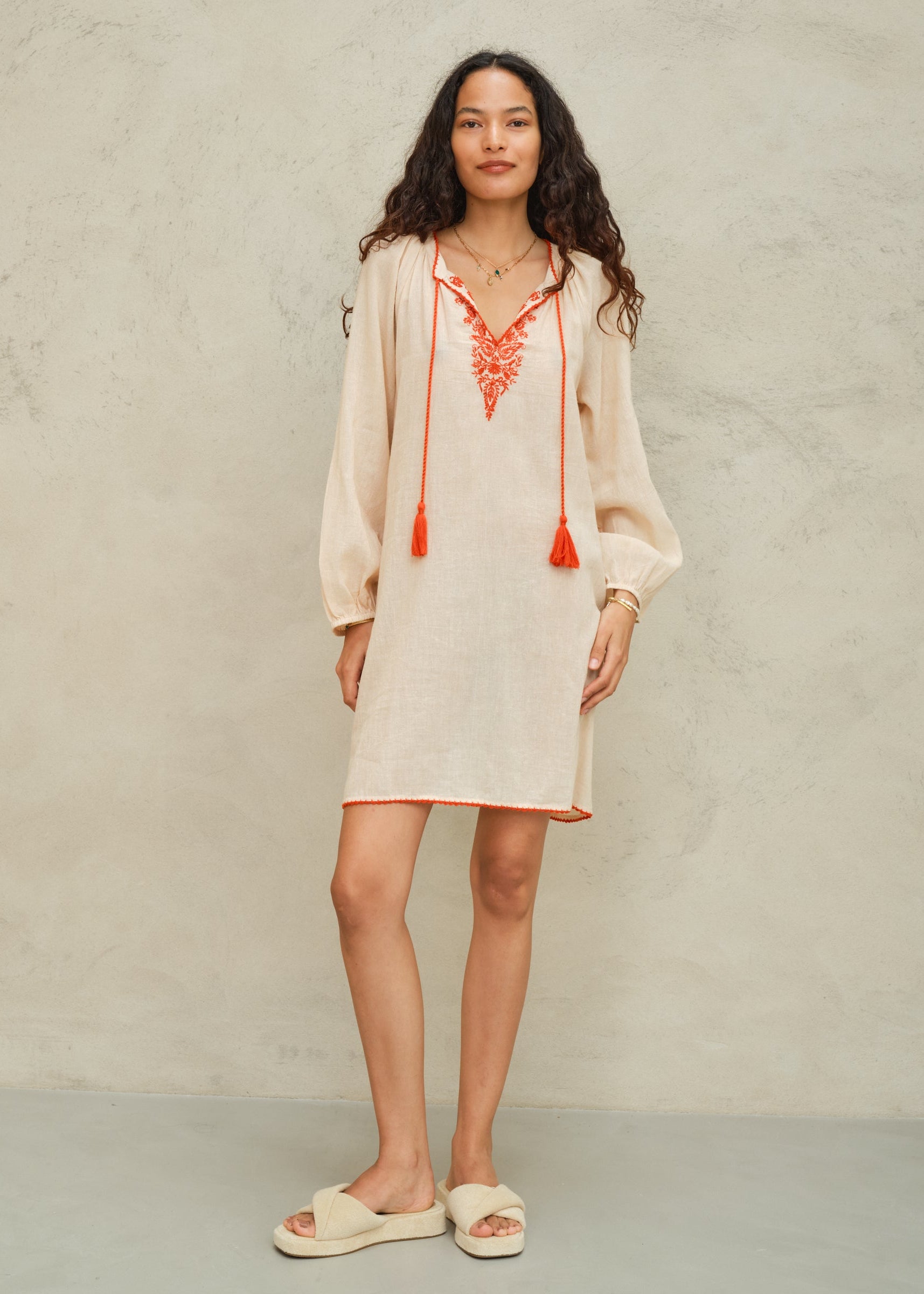 Talia Kaftan - Beige/Orange