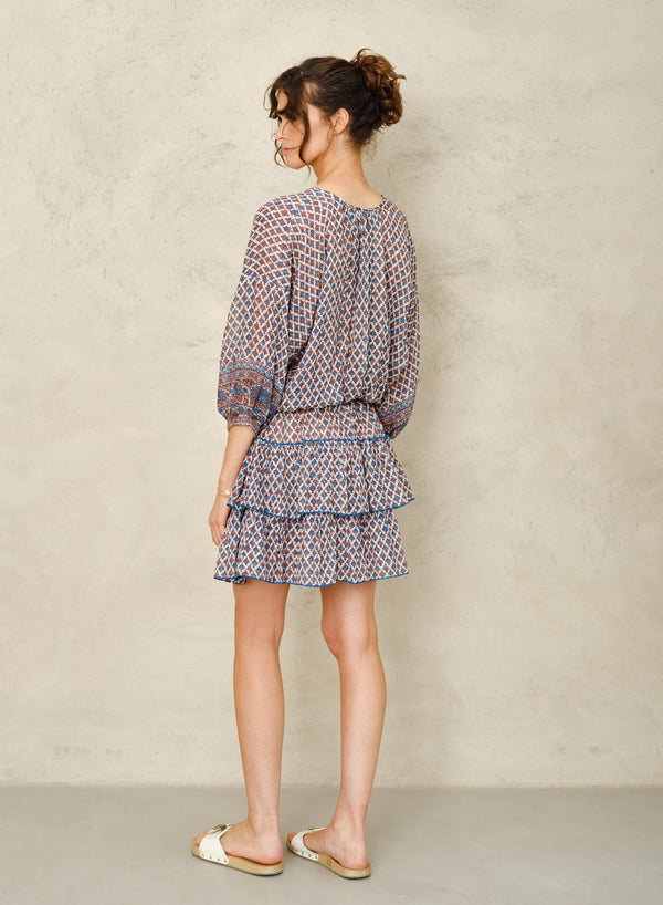 Viti Long Sleeved Sundress - Orange/Turq