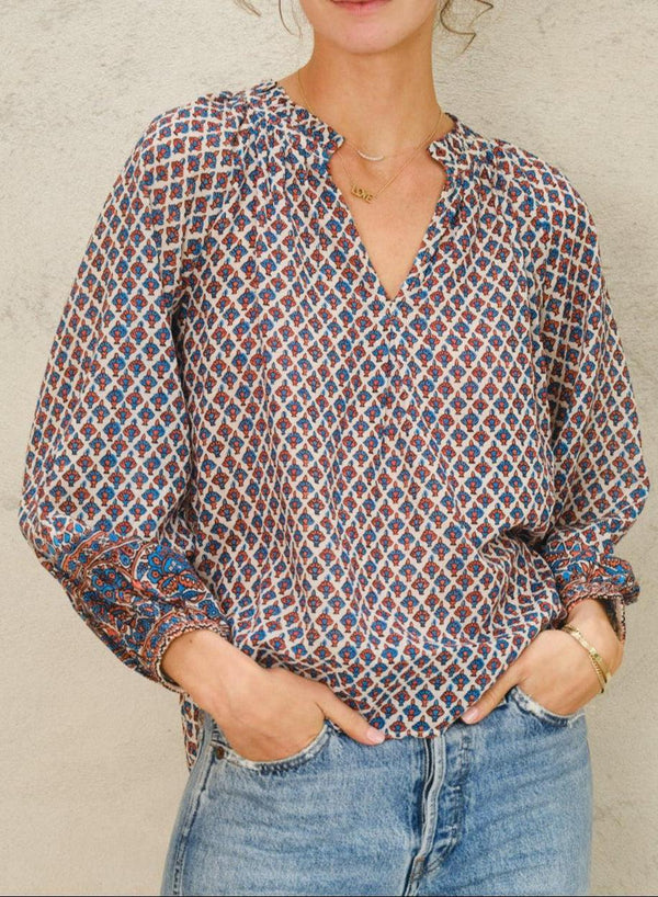 Viti Long Sleeved Top - Orange/Turq
