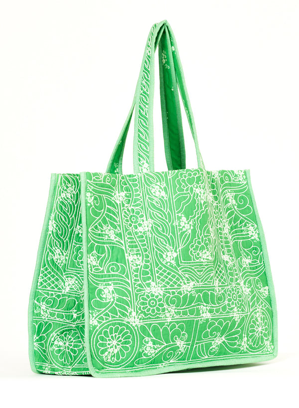 Vivi Quilted Tote - Green