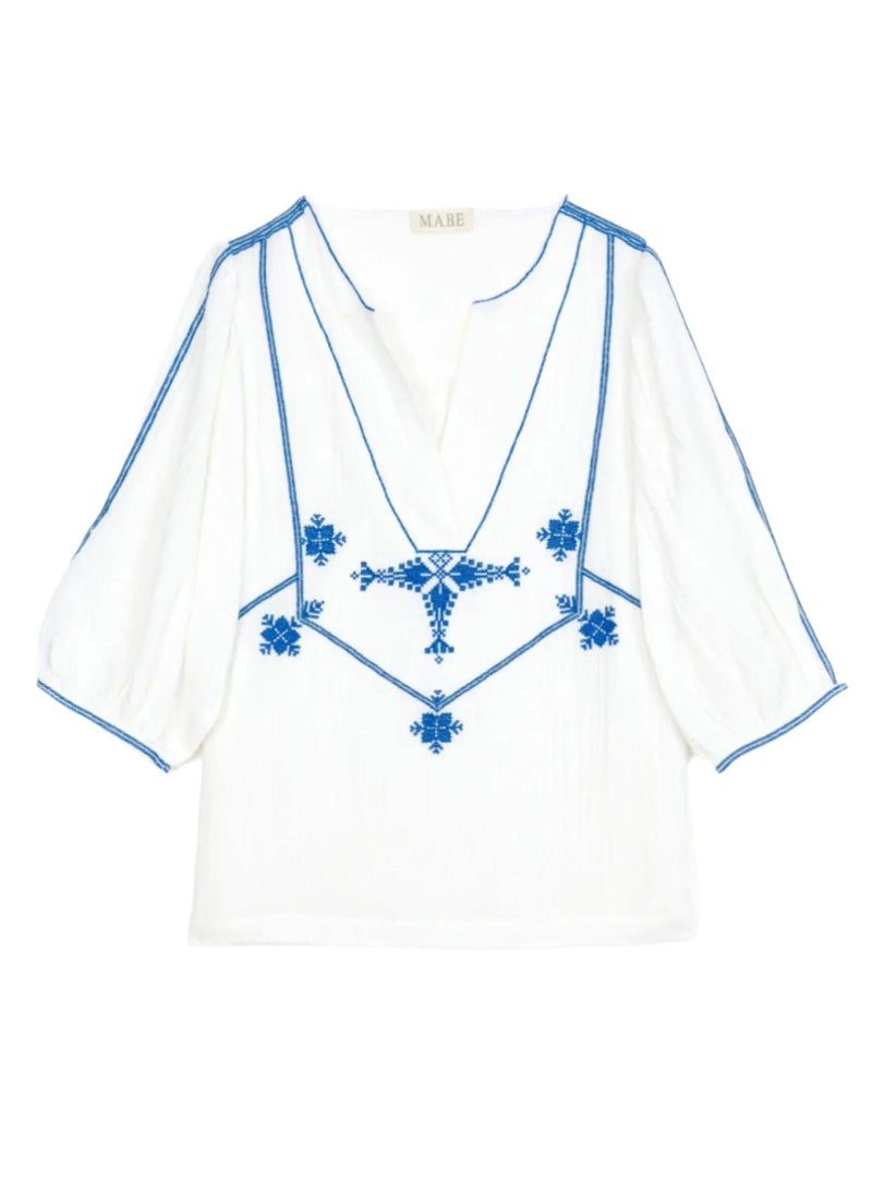 Vivien Top -  Ivory/ Blue